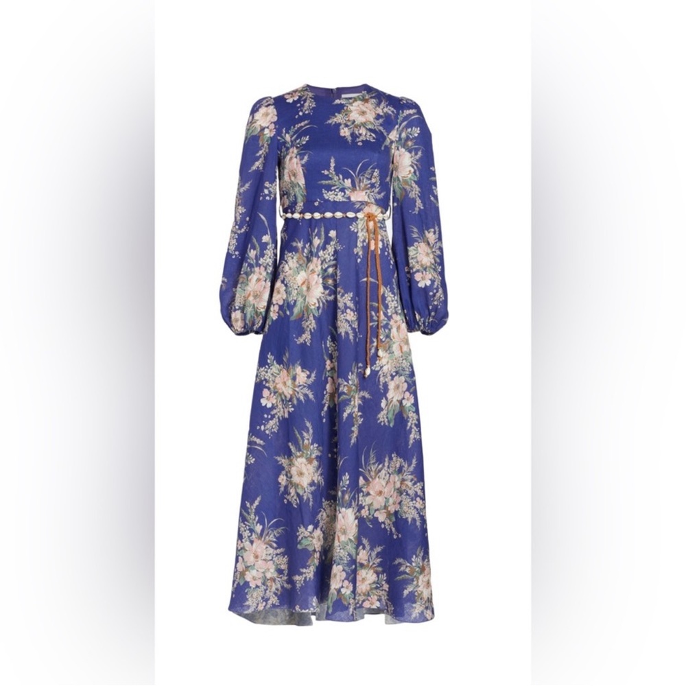 Zimmermann Long Sleeve Zimmermann Moonshine
High Neck Dress In Blue Floral